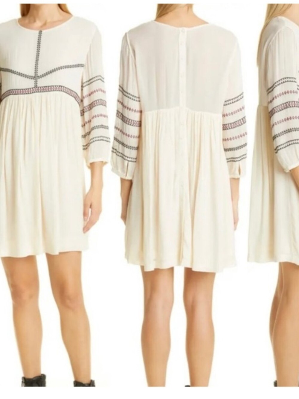 Ba&sh Boho Embroidered Ivory Women’s Dress